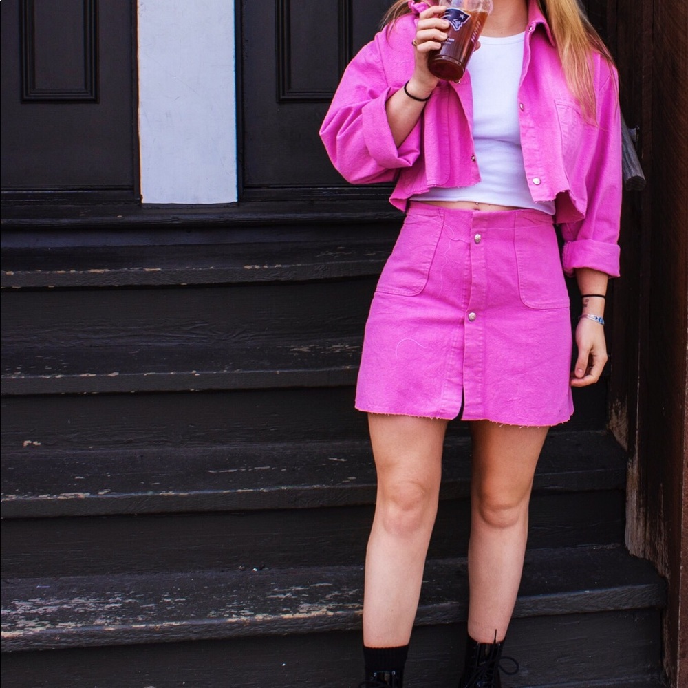 Pink denim two piece set! One of a kind!